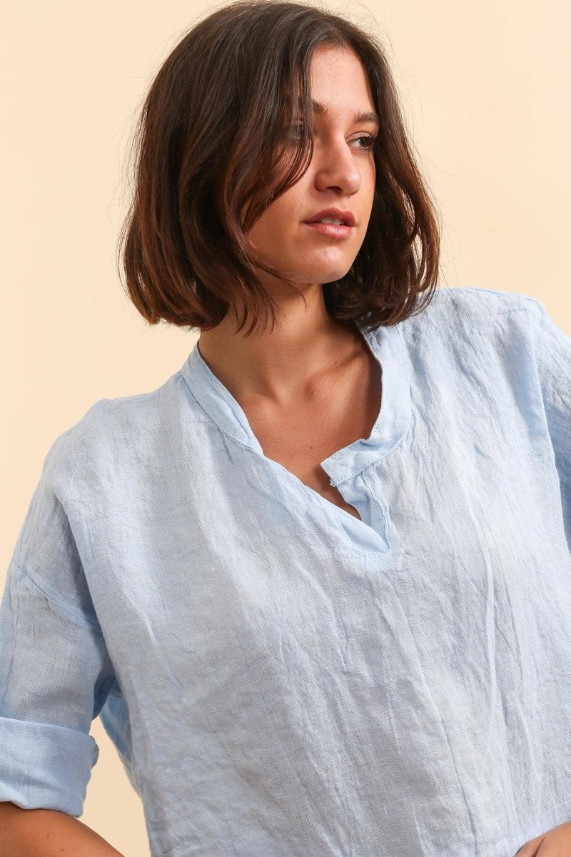 23100 100% linen t shirts: Sky bluela maison des fibres naturelles
