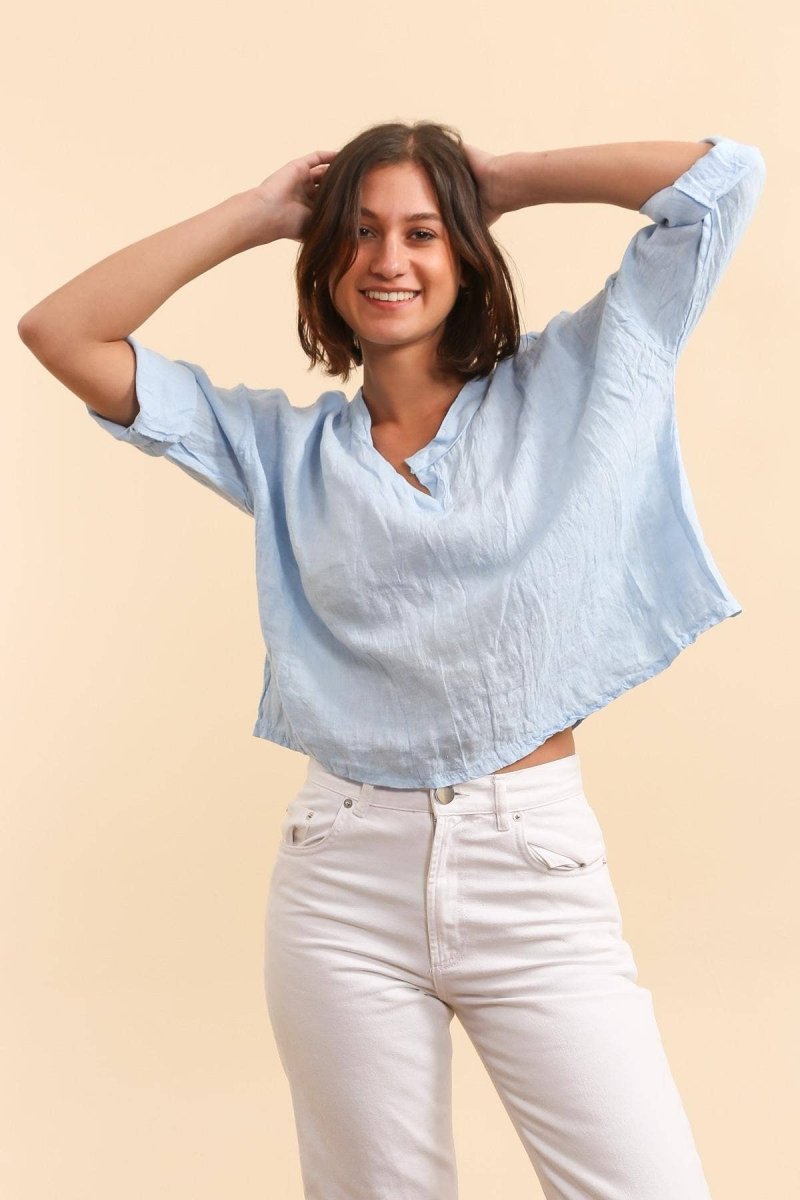 23100 100% linen t shirts: Sky bluela maison des fibres naturelles
