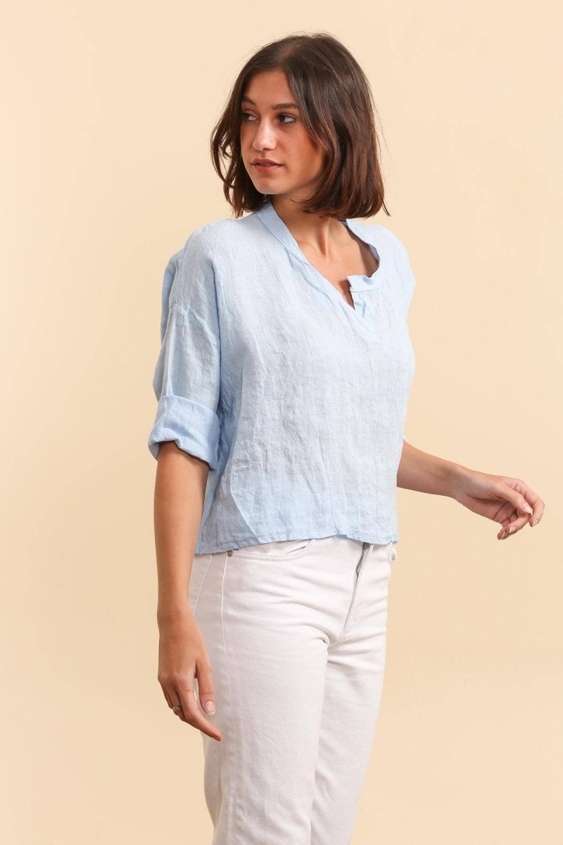 23100 100% linen t shirts: Sky bluela maison des fibres naturelles