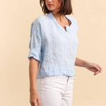 23100 100% linen t shirts: Sky bluela maison des fibres naturelles