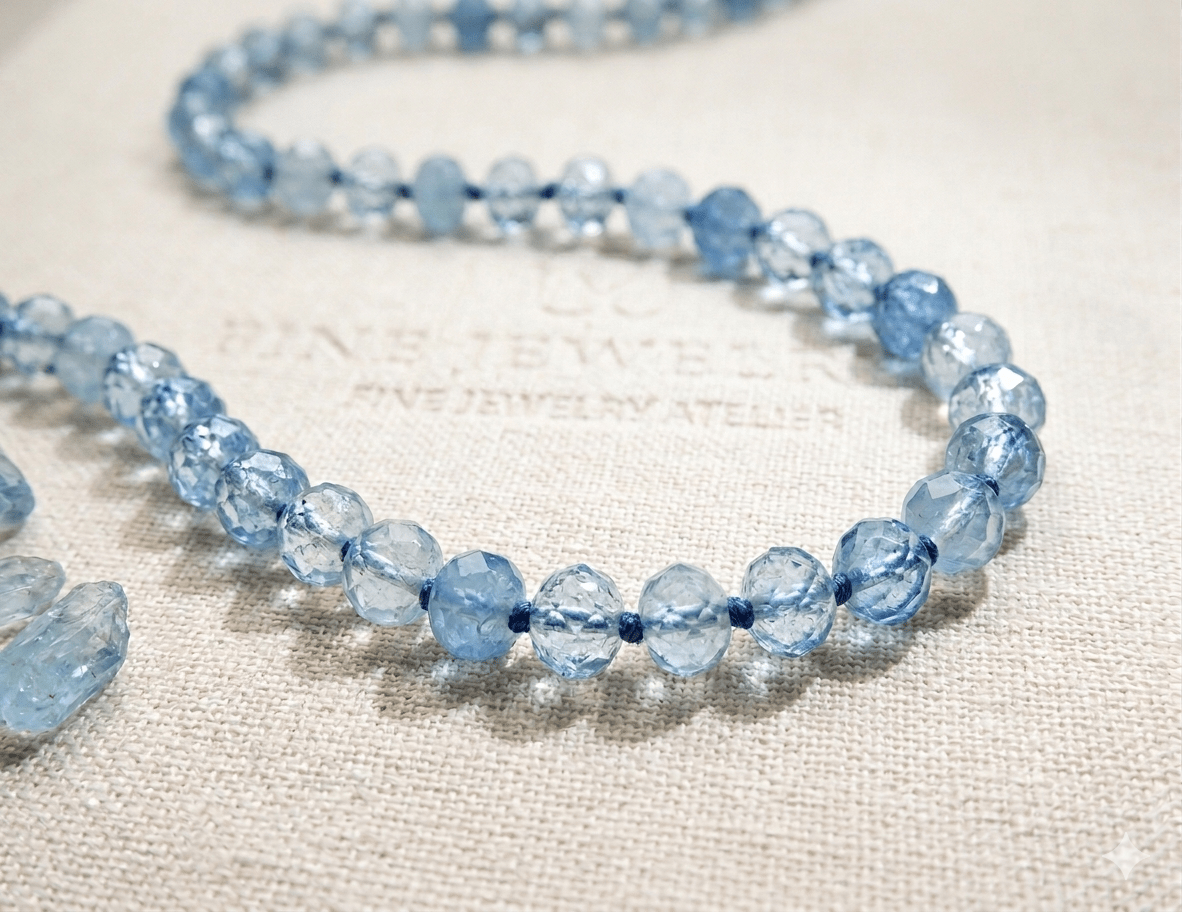 28” Aquamarine Hand Knotted by Joseph BrooksJoseph BrooksNECKLACES