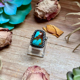 Trapezoid Blue Turquoise Adjustable Sterling Silver Ring