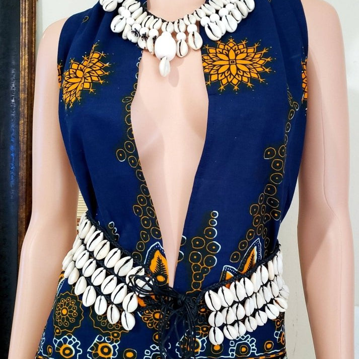 3 Layered Cowrie Shells Waist Belt: (natural white)India Batikbelt