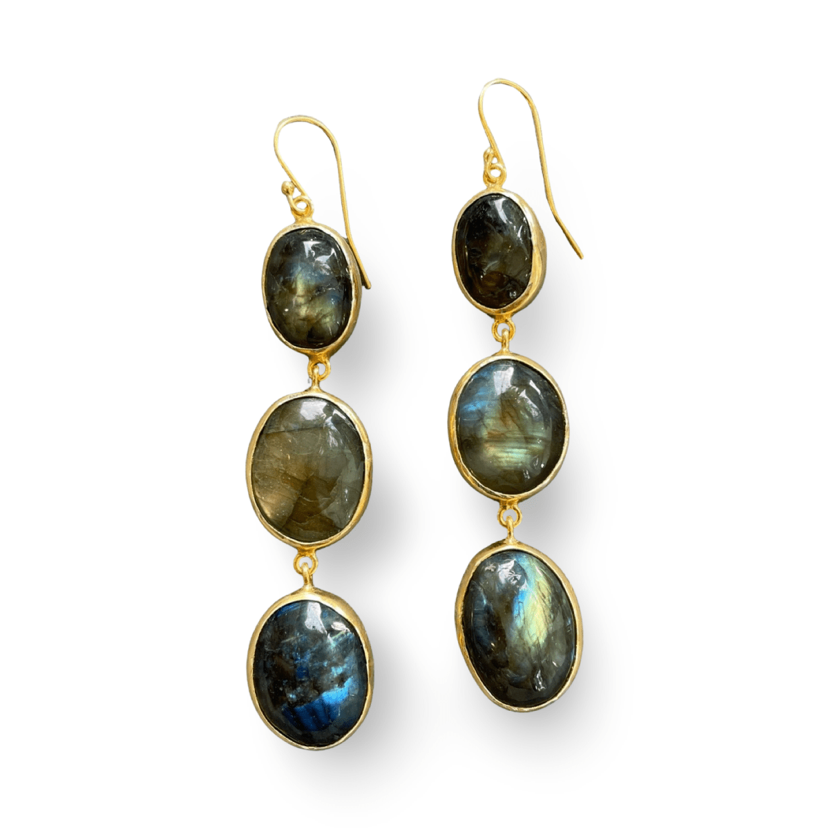 3 Stone Labradorite EarringsChakarr JewelryEARRINGS