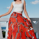 Orange Abstract Skirt