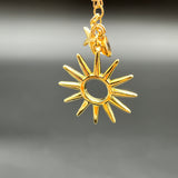 White freshwater pearls necklace with sun, starfish and citrine
