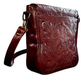 The Kimberly| Hand-Tooled Leather Messenger Bag