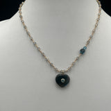 Labradorite Heart with Blue Topaz Pendant Necklace