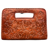 The Claire| Hand-Tooled Leather Statement Clutch
