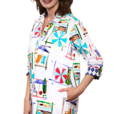 Vail Tunic White Ground Beach Chairs Print