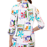 Vail Tunic White Ground Beach Chairs Print