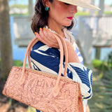 The Abby| Floral Hand-Tooled Leather Clutch & Crossbody