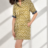 Chatham Dress Green & Ivory Swirl Print