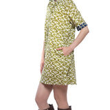 Chatham Dress Green & Ivory Swirl Print