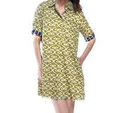 Chatham Dress Green & Ivory Swirl Print