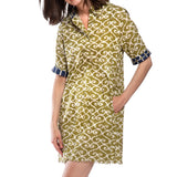 Chatham Dress Green & Ivory Swirl Print