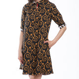 Chatham Black and Gold Swirl Print