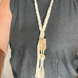 OOAK cream suede and charm necklace