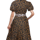Litchfield Dress Black & Gold Swirl Print
