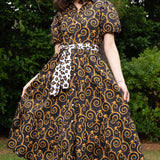 Litchfield Dress Black & Gold Swirl Print