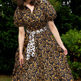 Litchfield Dress Black & Gold Swirl Print