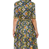 Mrs Maisel Green, Rust & Navy Ornate Print