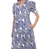 Montauk Dress Navy White Geo