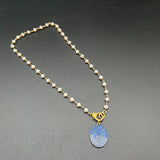 Two tone Blue Sapphire Pendant with Diamond Clasp