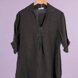 680080 100% LINEN blouse: Dark greyla maison des fibres naturelles