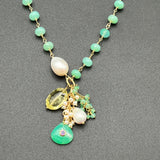 Chrysoprase with Lemon Quartz and Freshwater Pearls Necklace
