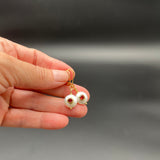White coin pearls with garnet inset on 14kgf leverback earrings