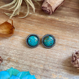 Round Turquoise Rope Border Stud Earrings – Option 1