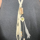 OOAK cream suede and charm necklace