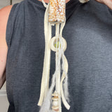 OOAK cream suede and charm necklace