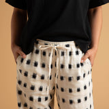 Shore Pant - Ikat Squares Natural Black