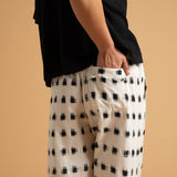Shore Pant - Ikat Squares Natural Black