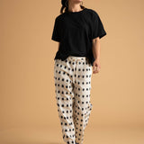 Shore Pant - Ikat Squares Natural Black