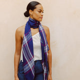Harbor Plaid Silk Scarf