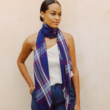 Harbor Plaid Silk Scarf
