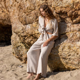 Aura Palazzo Pants - Oatmeal