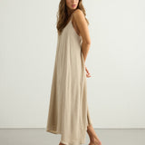 Aura Low Back Maxi Dress - Oatmeal
