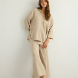 Aura Palazzo Pants - Oatmeal