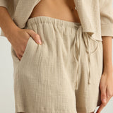 Aura Drawstring Shorts - Oatmeal