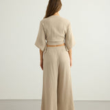Aura Palazzo Pants - Oatmeal