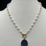 Two tone Blue Sapphire Pendant with Diamond Clasp
