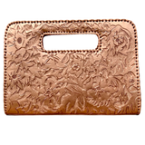 The Claire| Hand-Tooled Leather Statement Clutch