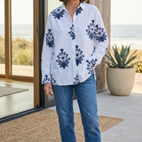 Relaxed Boyfriend Shirt - Cameo Floral True Navy