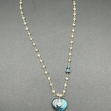 Labradorite Heart with Blue Topaz Pendant Necklace