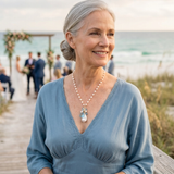 Round Pearls with Fireball Pearl and Blue Topaz Necklace