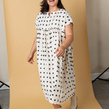 Meadow Dress - Ikat Squares Natural Black